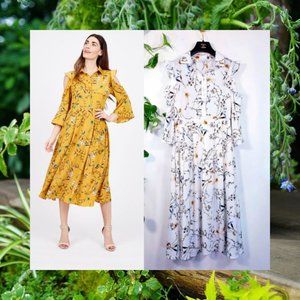 Floral Shirt Womens Dress Size Small Cold Shoulder Flared Cottagecore TOI ET MOI